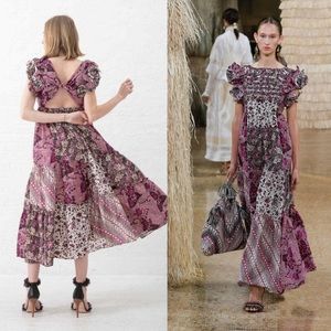 Ulla JOHNSON Zoya Ruffle Floral Tiered Maci Dress - Pink 6